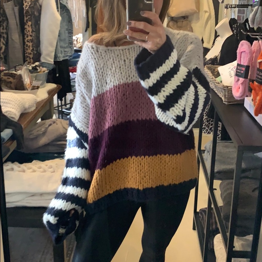 NWT Blank NY Chunky knot Striped Sweater